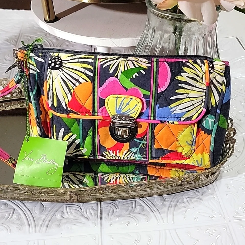 Vera Bradley Jazzy Blooms Pushlock Large Wristlet